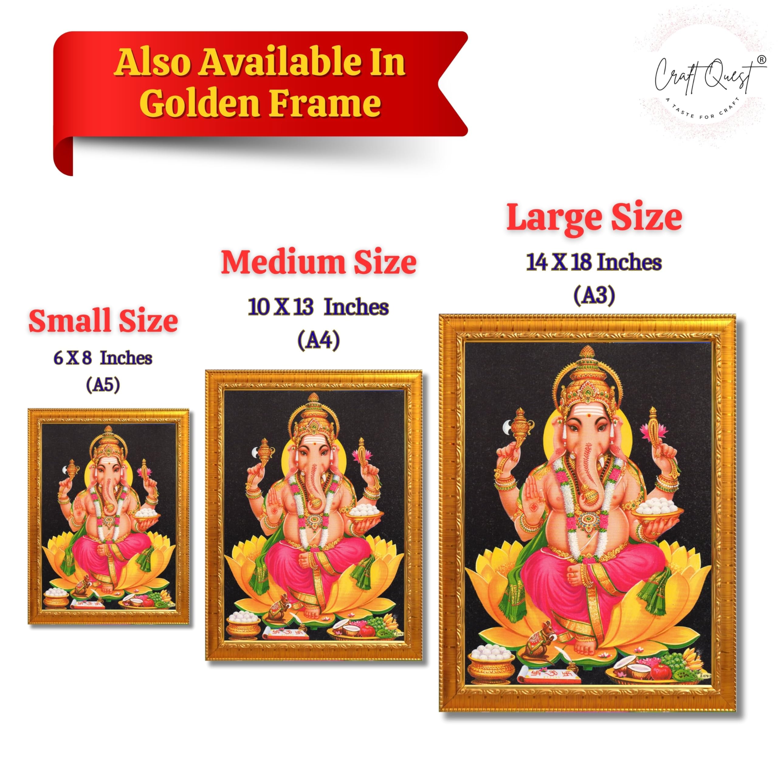 CRAFT QUEST Lord Ganesha Ganpati ji Modern Wall Painting With Frame For Home and Office Decor,