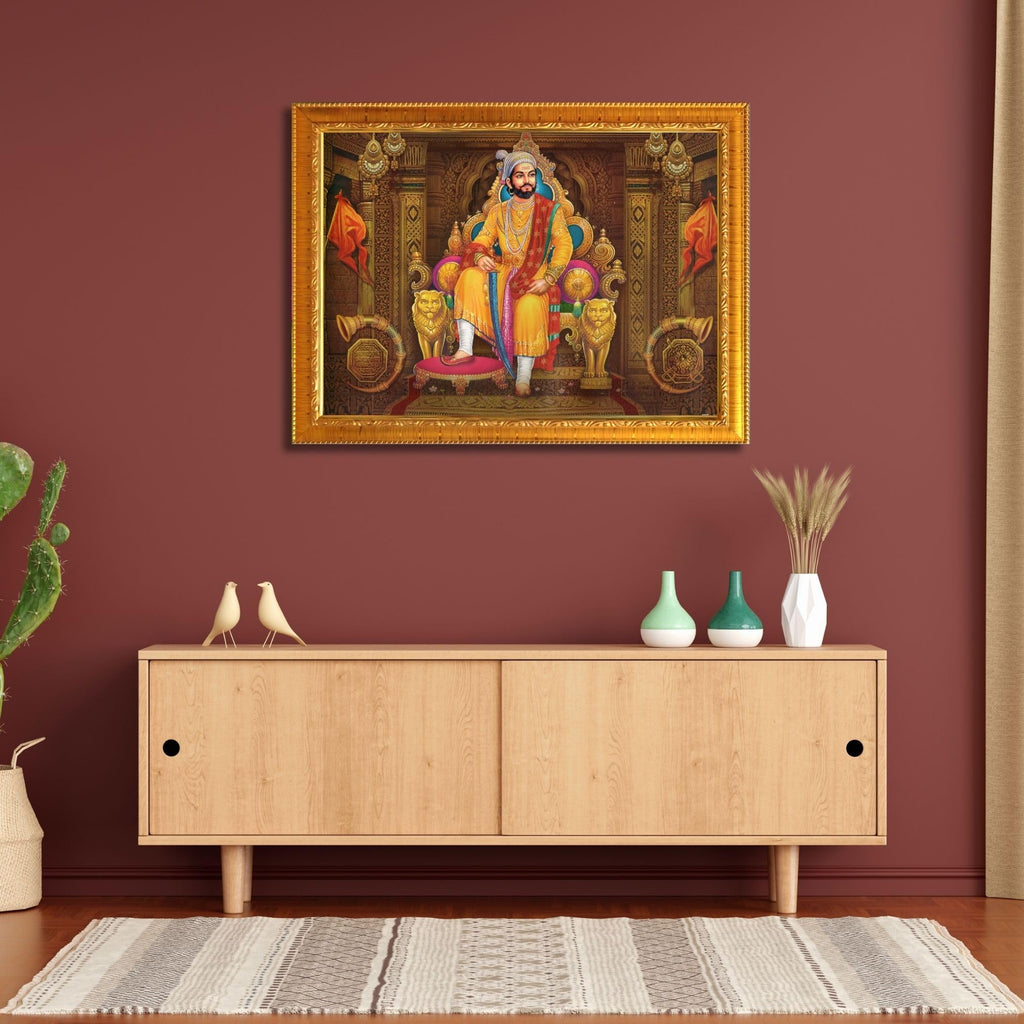 CRAFT QUEST Chhatrapati Shivaji Maharaj photo frame for Home Decorative items with synthetic frame
