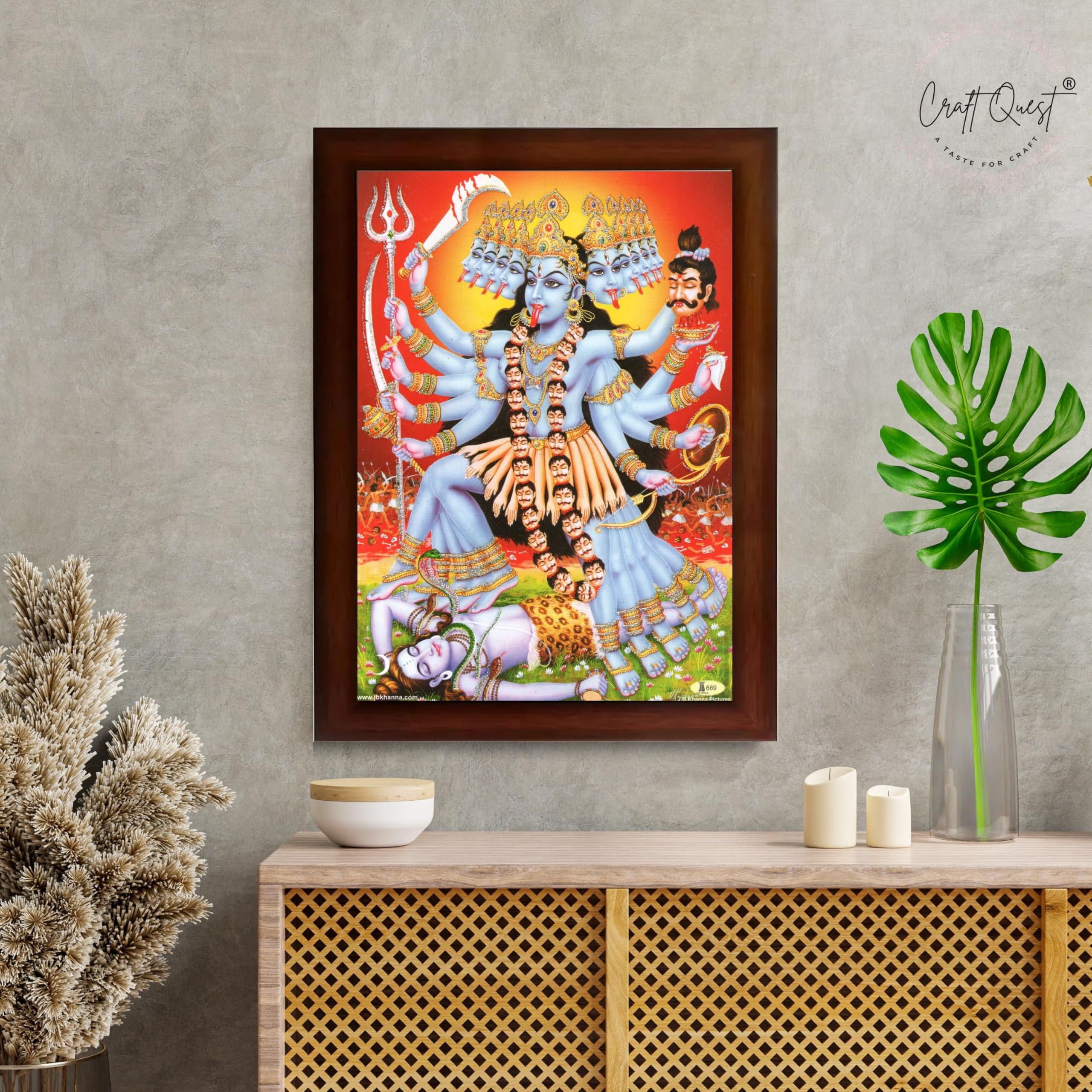 CRAFT QUEST Kali Mata Mahakali Shiv Shiva Wall Painting Framed Home Decor