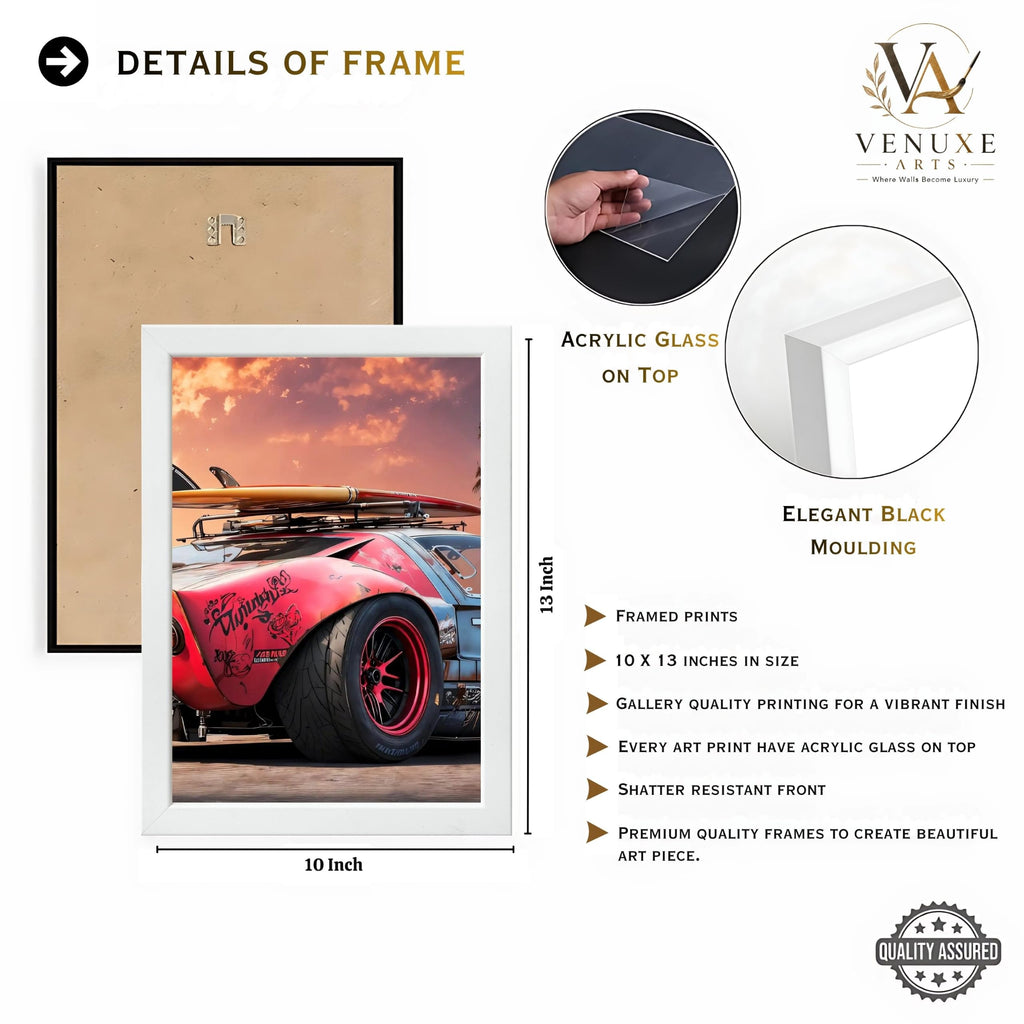 VENUXE ARTS Set Of 3 Big Sports Cars Framed Posters Gift Items for Boys Room Wall Decoration Bedroom Living Room Office Studio Décor | Car Poster Frame for Wall Décor