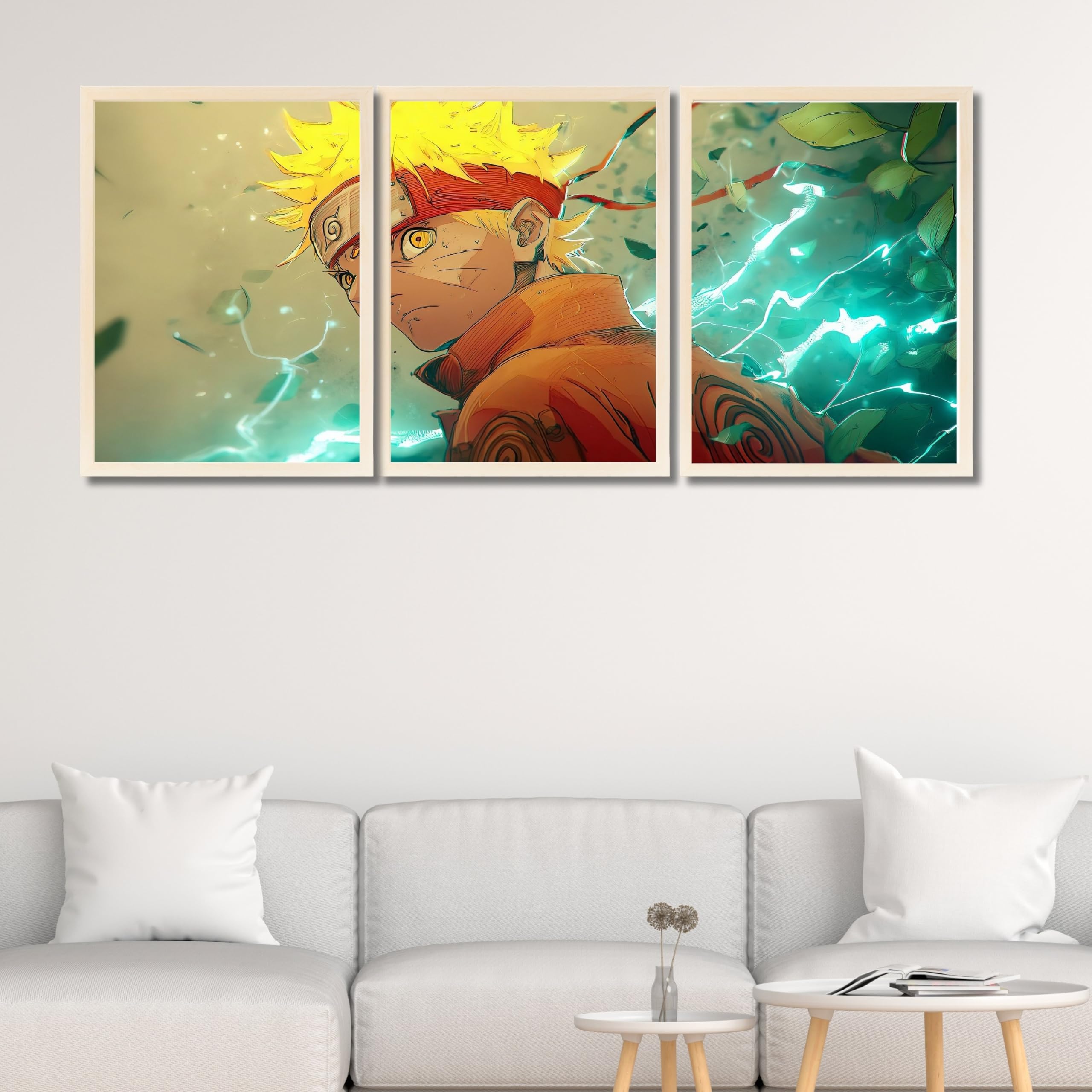 VENUXE ARTS Set Of 3 Anime Characters Wall Framed |Anime Characters Framed Poster for Living Room Bedroom Gaming Room Studio Wall Decor