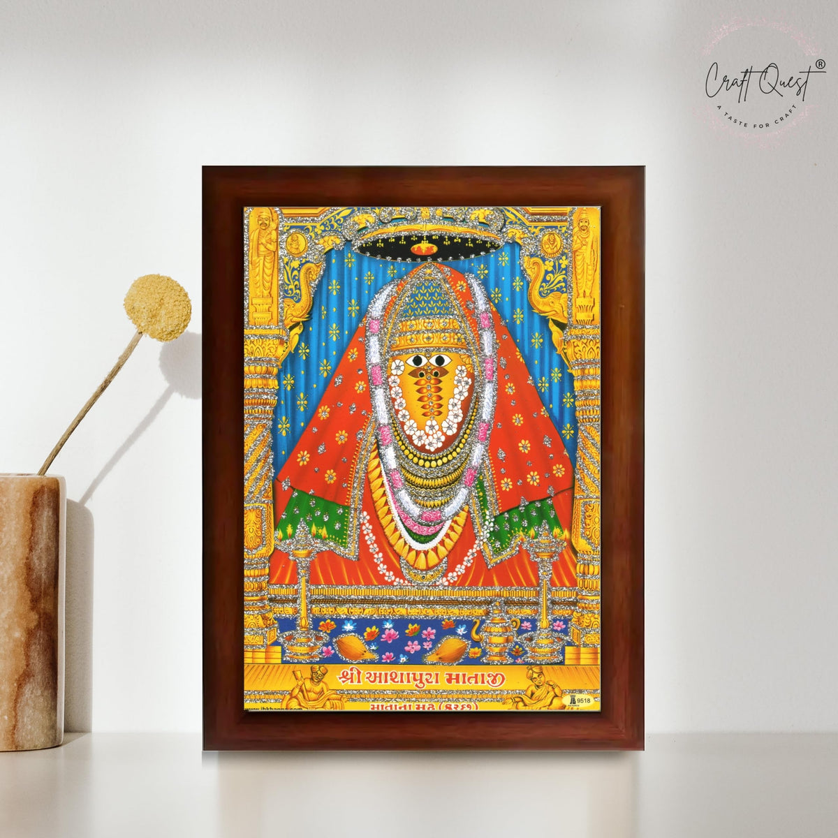 CRAFT QUEST Ashapura Maa Mata Ji Shri Nadol Mataji Wall Painting For Home Decor wooden framed