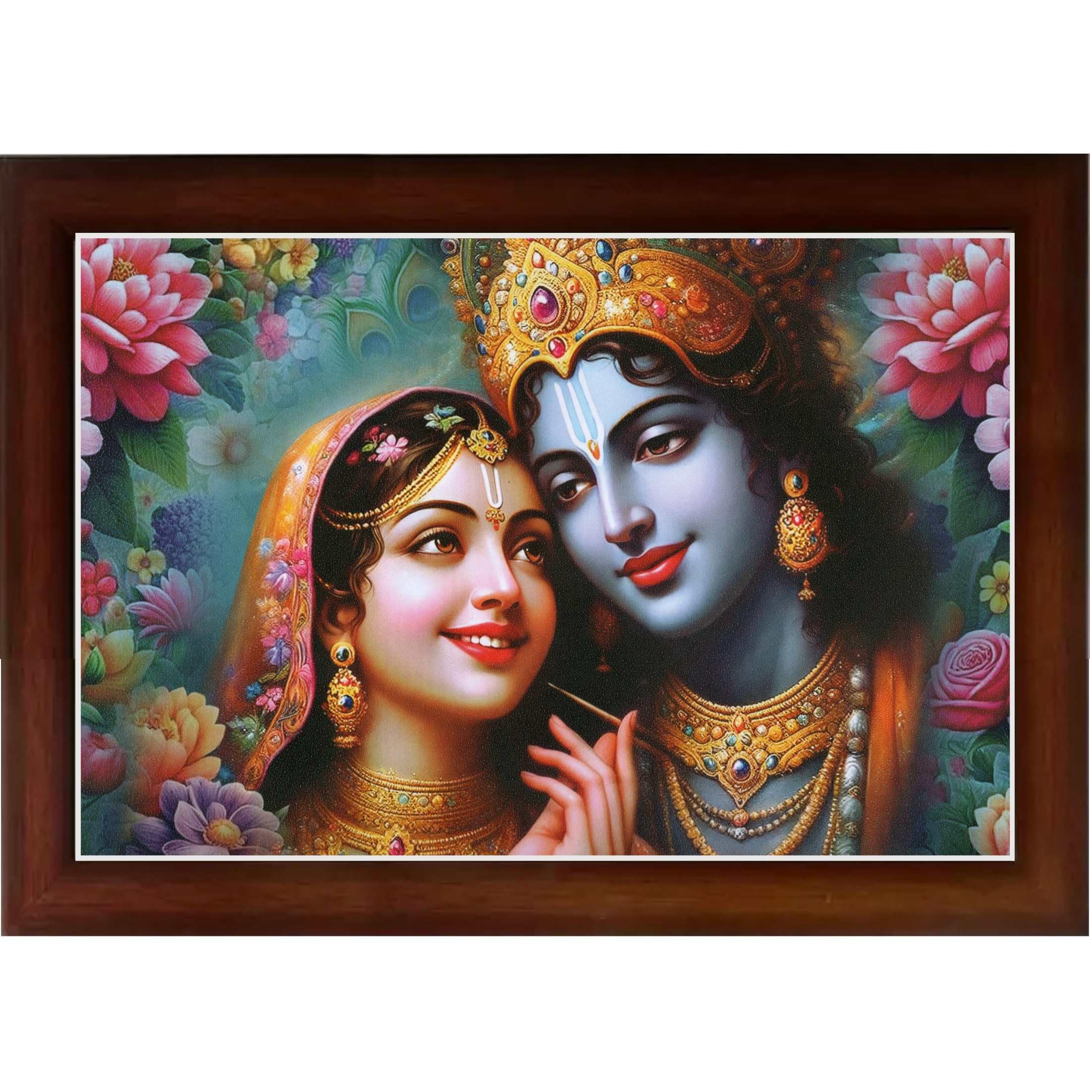 CRAFT QUEST Radha Krishna Art Photo Framed Painting for Home and Bedroom Wall Decoration of Size 14X10 Inches with Frame And Acrylic Glass RK205