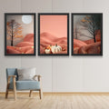 CRAFT QUEST Nature Inspired Autumn Minimalist Modern Wall Art | Set of 3 Frames for Home Decoration | Ideal for Living Room, Bedroom & Office