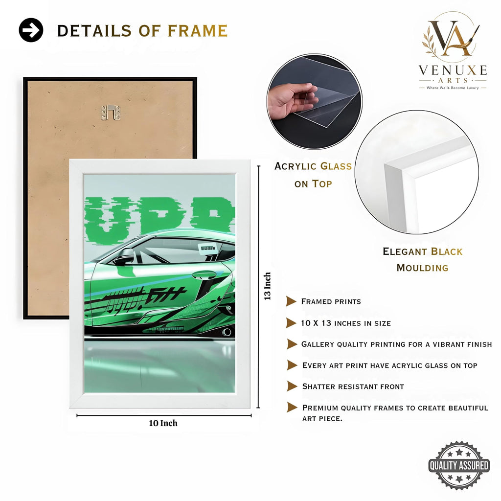 VENUXE ARTS Set Of 3 Big Sports Cars Framed Posters Gift Items for Boys Room Wall Decoration Bedroom Living Room Office Studio Décor | Car Poster Frame for Wall Décor
