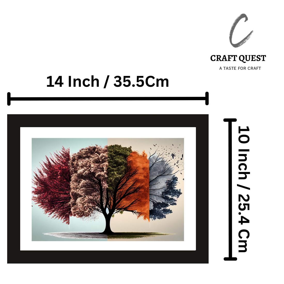 CRAFT QUEST Abstract Modern Autumn Canopy Art Poster Frame for Home & Office Wall Decoration - Portrait, Wall Display (Black, 14x10 Inch Frame with Art Print) (Tropical Reverie)