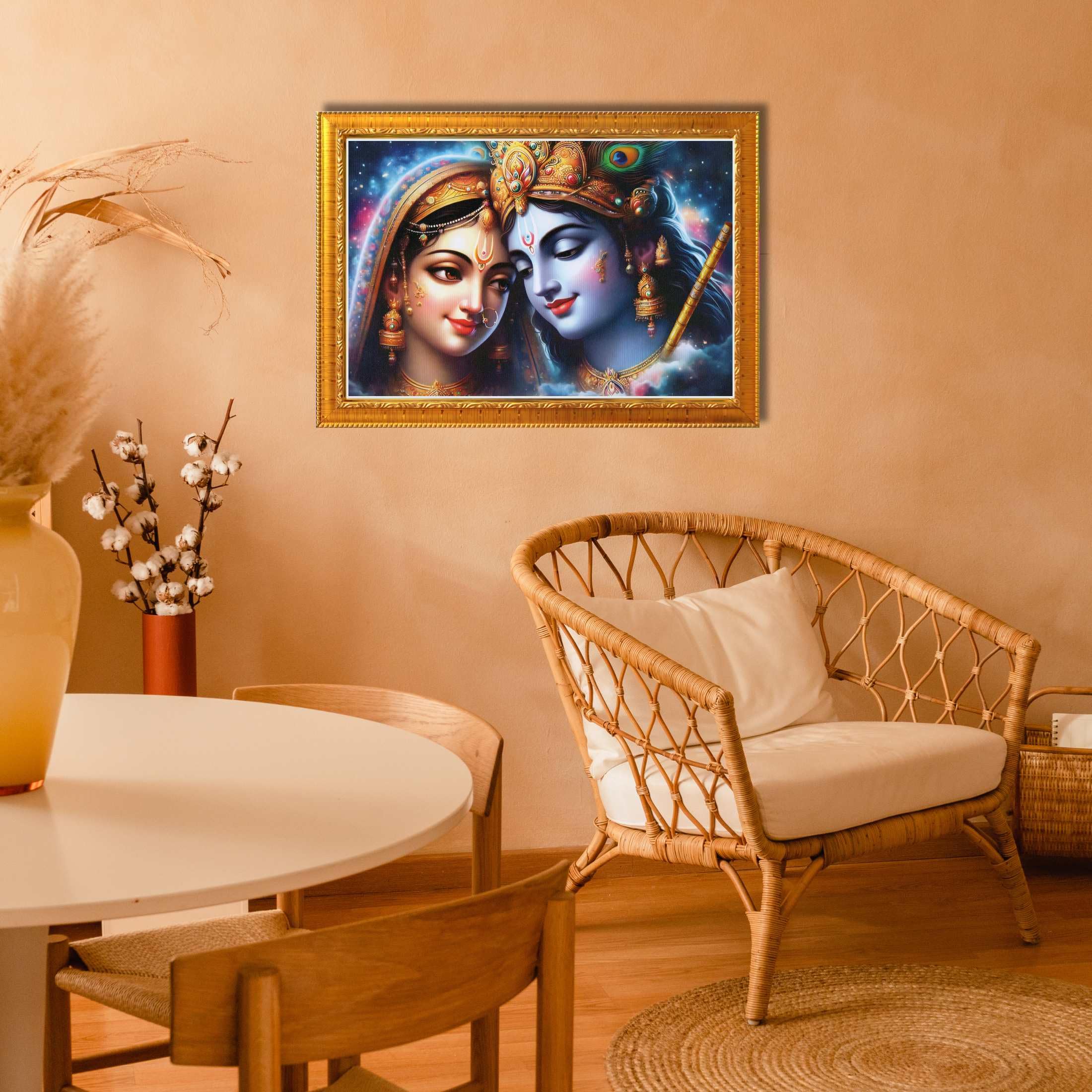 CRAFT QUEST Radha Krishna Art Photo Framed Painting for Home and Bedroom Wall Decoration of Size 14X10 Inches with Frame And Acrylic Glass RK208