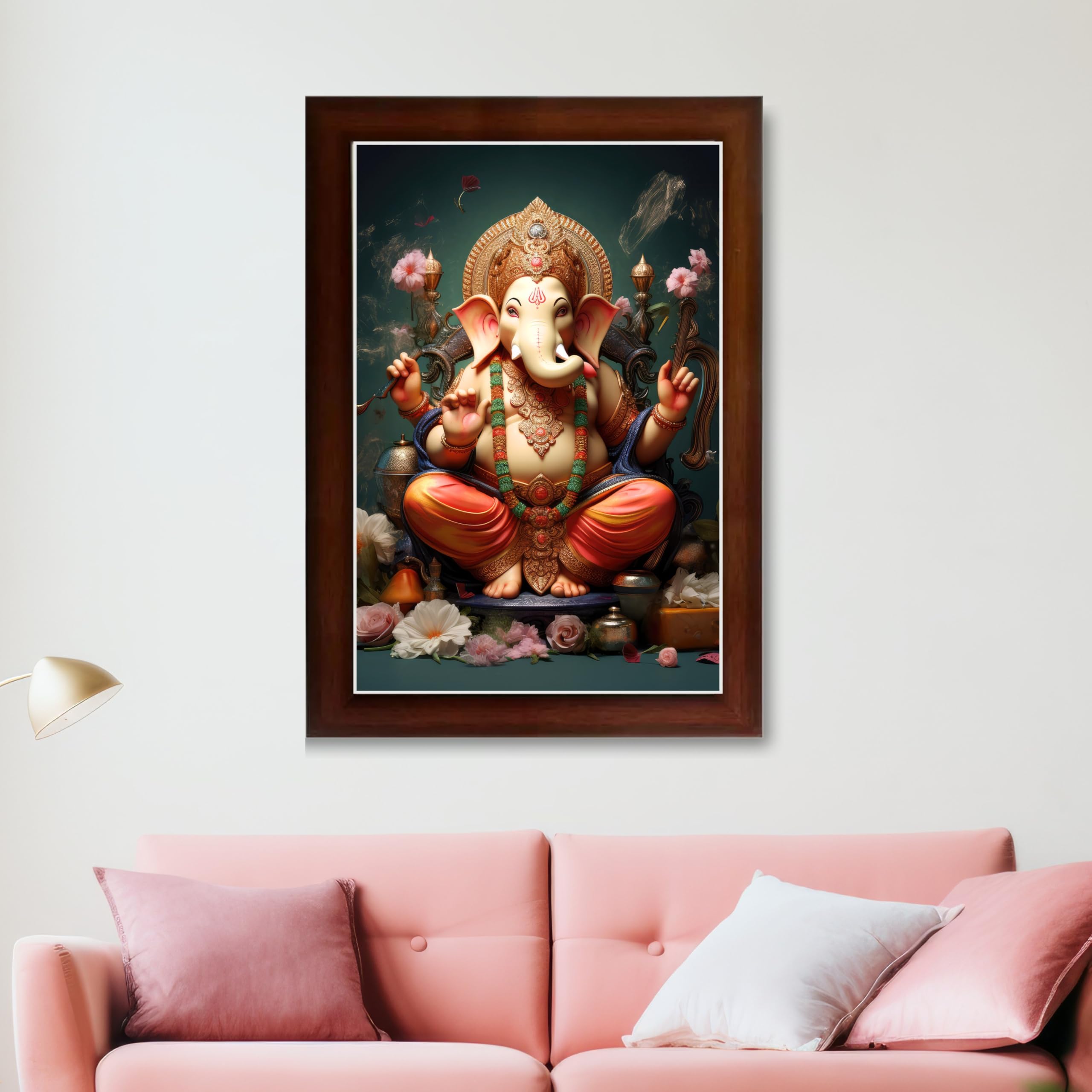 CRAFT QUEST Lord Ganesha Ganpati ji Abstract Modern Wall Painting With Frame For Home and Pooja,Office Décor
