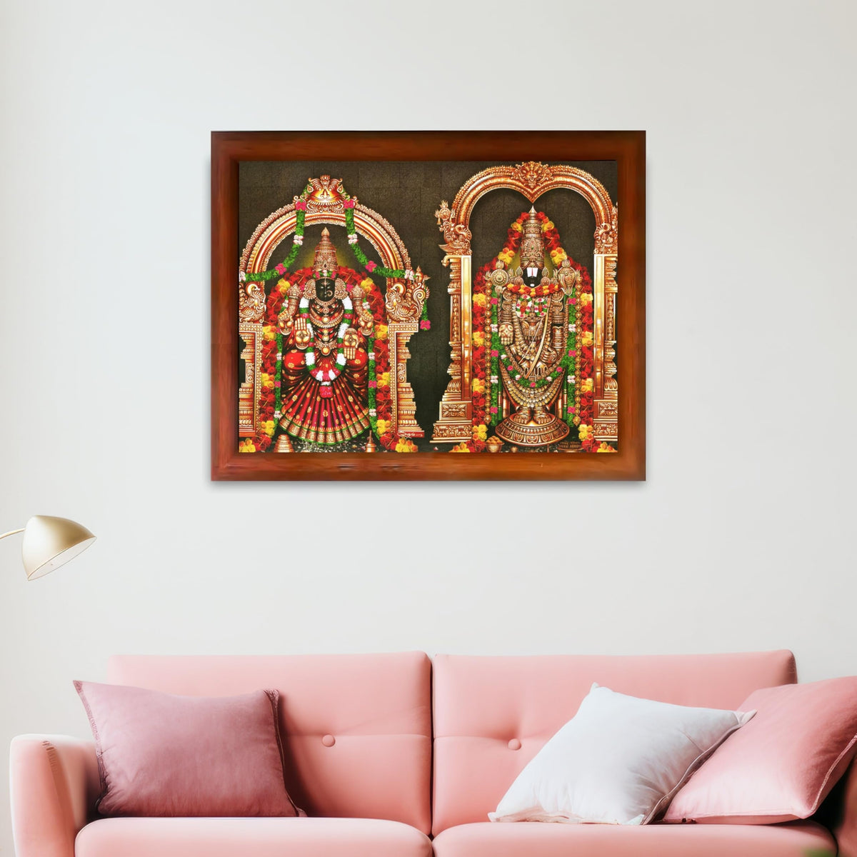 CRAFT QUEST Tirupati Balaji Padmavati Venkateshwara Swamy Wall Painting Photo Frame | South God Frame for Home, Office, Temple & Gifting