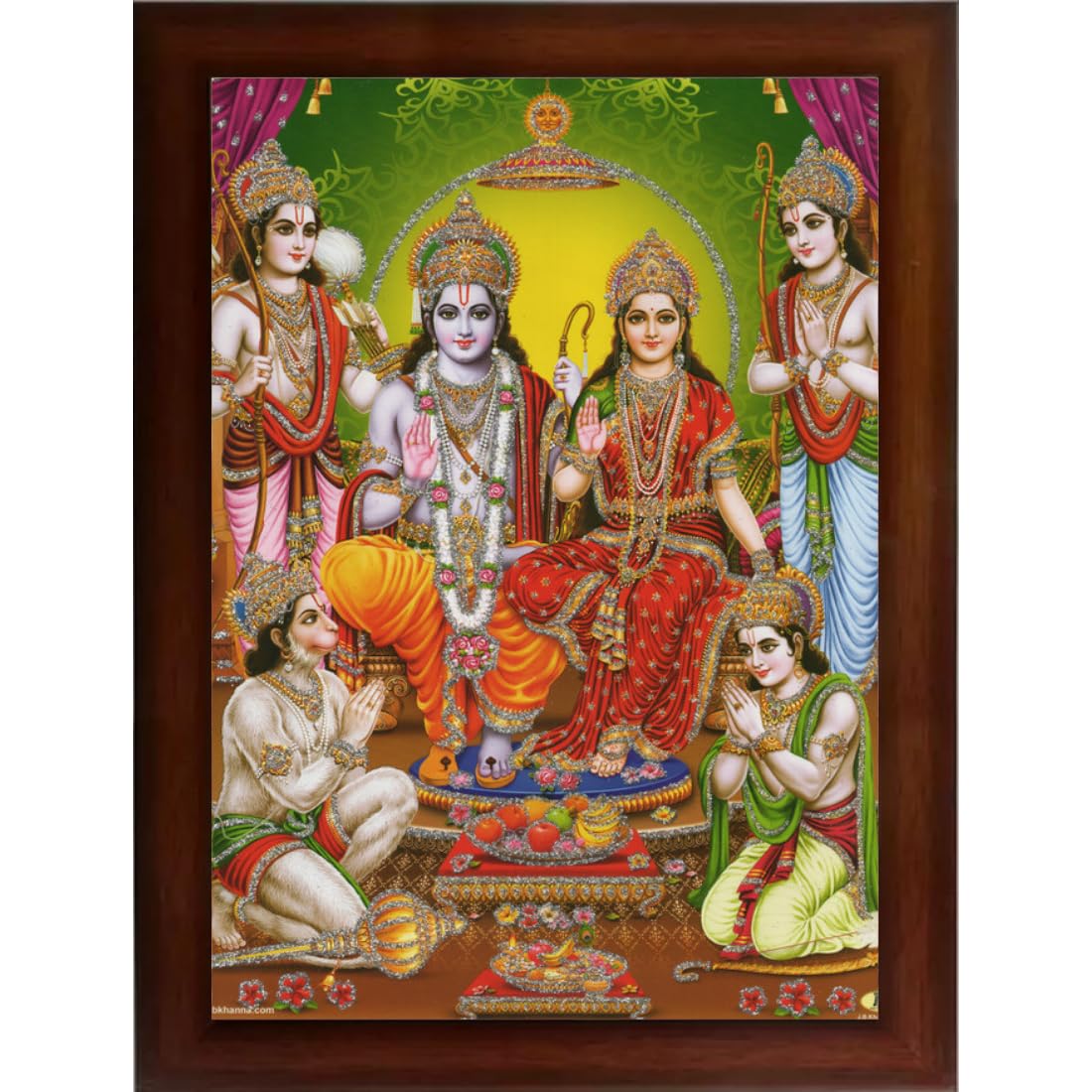 CRAFT QUEST Shree Ram Darbar Sparkle Coated with Frame Home Decorative Gift Item Painting (14 X 10 Inches, Synthetic, Multicolour, Religious)