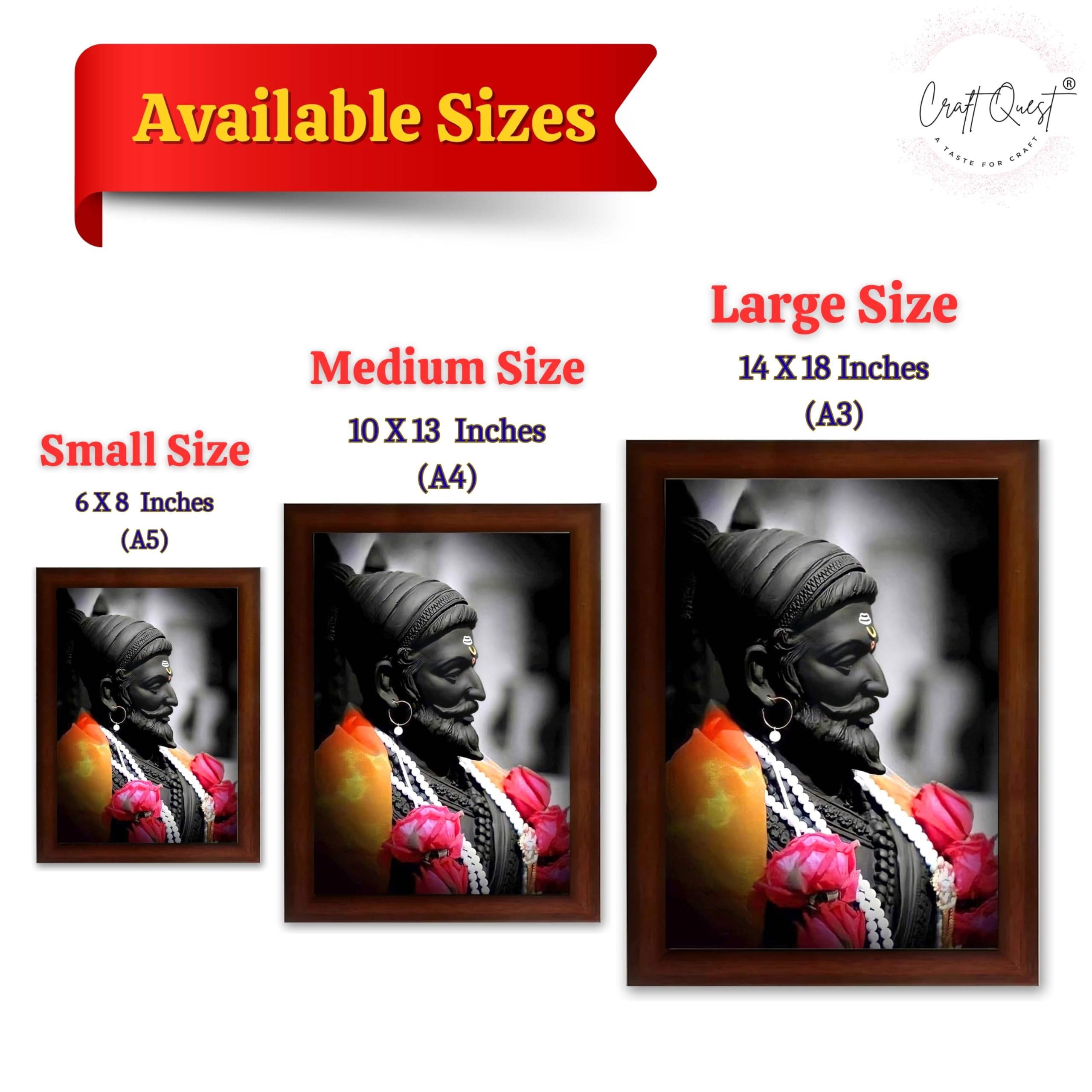 CRAFT QUEST Chattrapati Shivaji Maharaj Wall Painting With Acrylic Sheet | For Living, Pooja Room | Home Decoration Item | Best Gifting Option