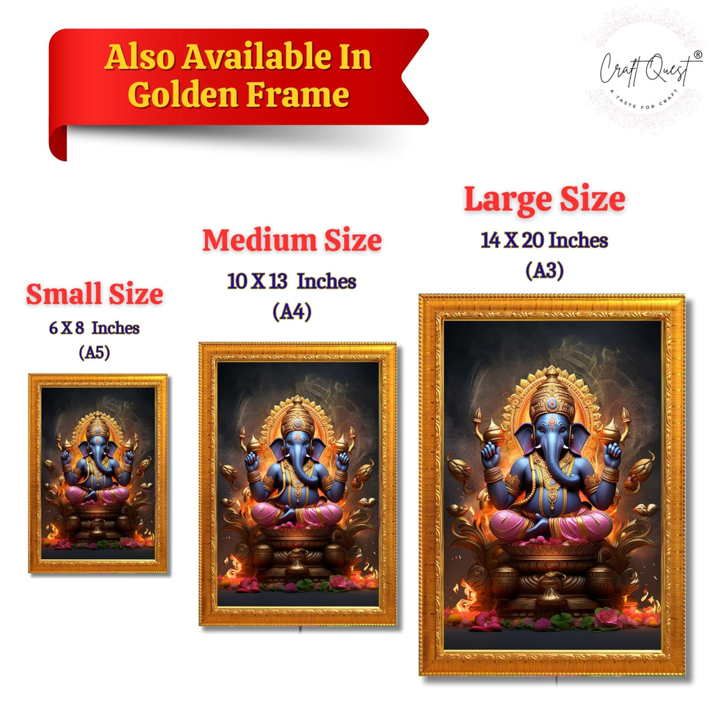 CRAFT QUEST God Ganpati Modern Wall Art Painting With Frame For Pooja,Office and Home Decor Item