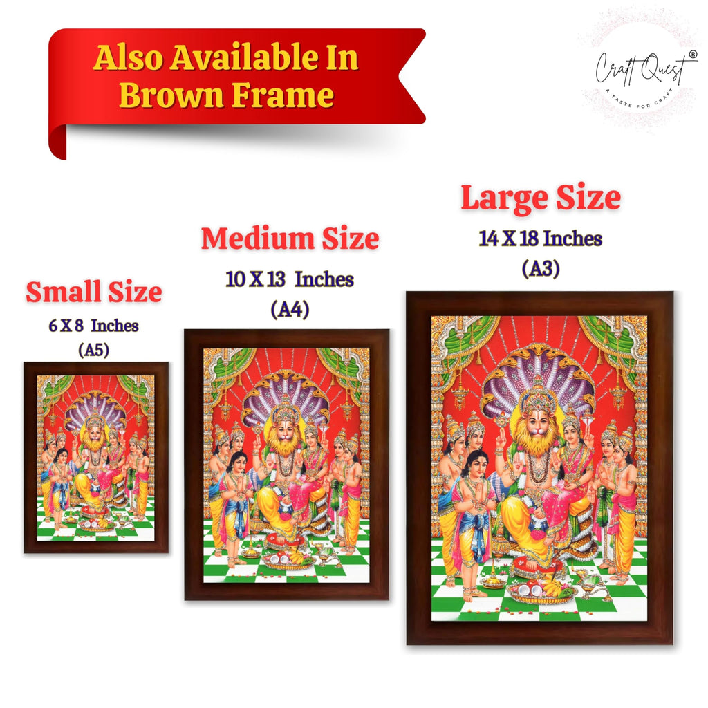 CRAFT QUEST Narasimha Swamy Lakshmi Narsingh Bhagwan Photo Framed | Acrylic Glass, Lightweight | Ideal for Home, Office, Temple & Puja Room, Wall Decor