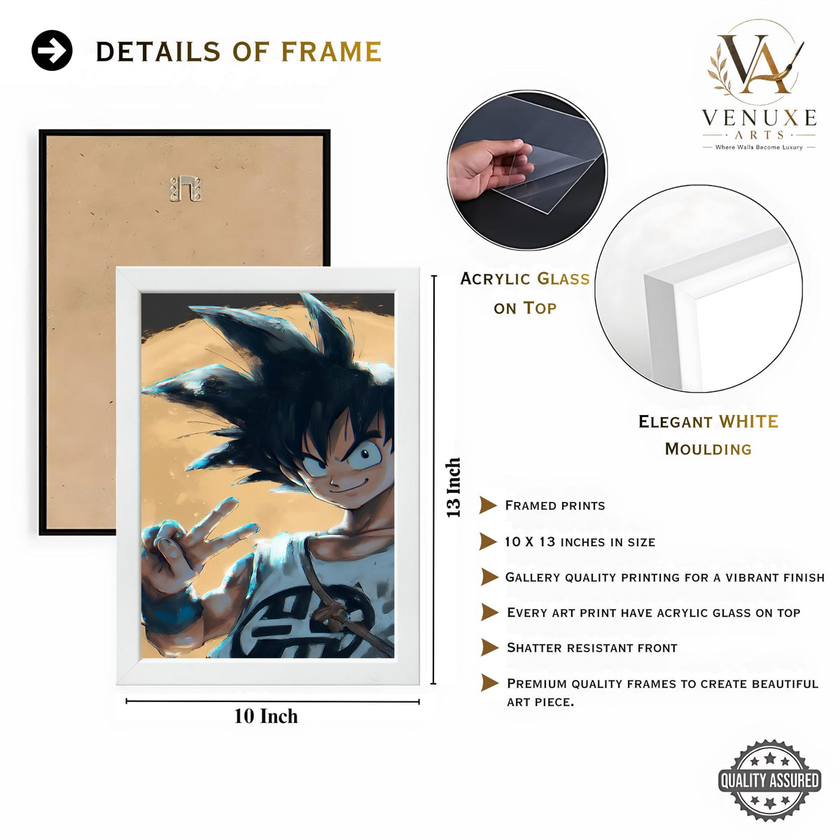VENUXE ARTS Set Of 3 Anime Characters Wall Framed |Anime Characters Framed Poster for Living Room Bedroom Gaming Room Studio Wall Decor