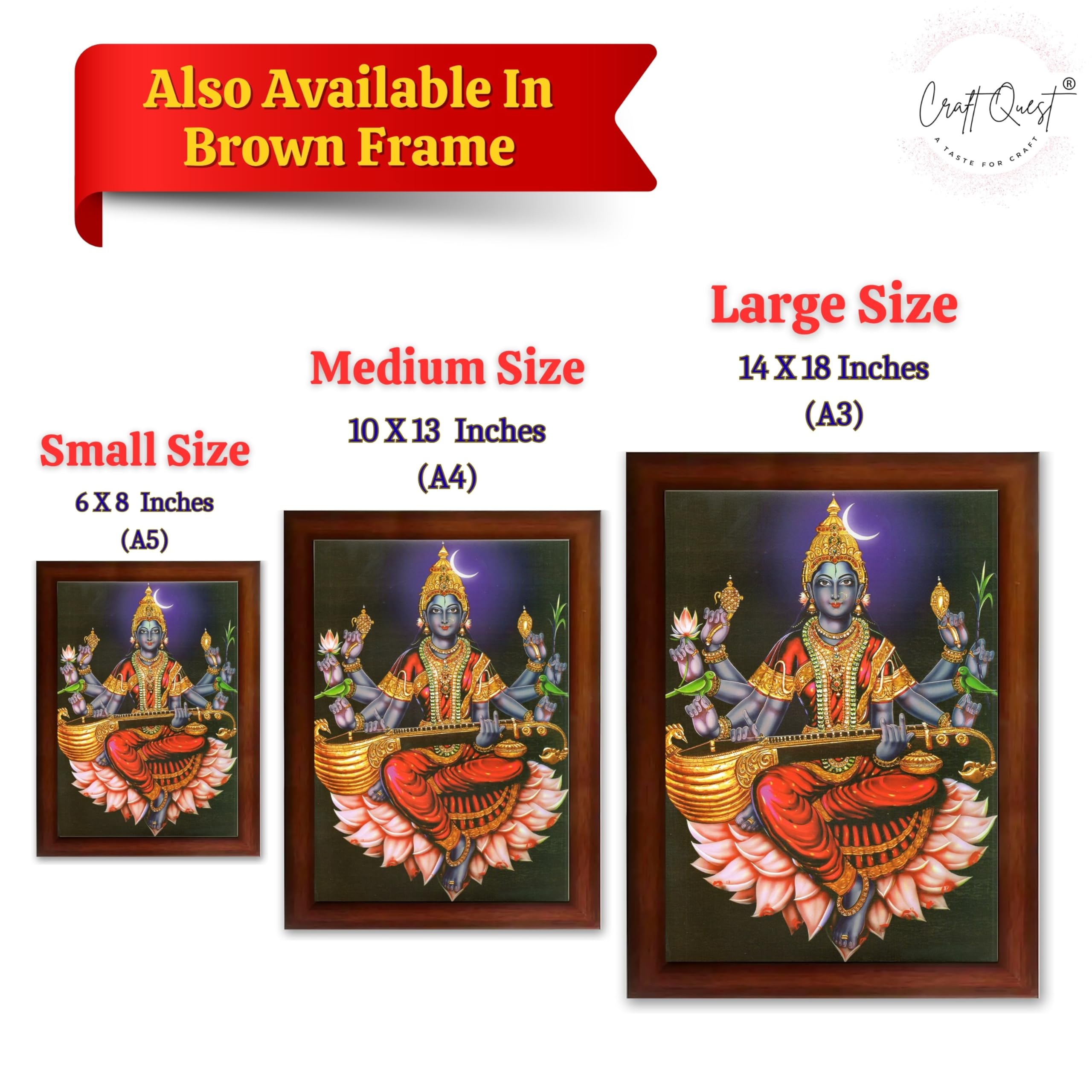 CRAFT QUEST Raja Syamala Devi Shyamala Matangi Wall Painting Framed | South God Picture Frame for Home, Office, Temple & Gifting, Decor