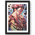 CRAFT QUEST Sukuna ryomen Poster Anime Laminated Posters Framed Painting with Matt Black Frame (14 Inches x 10 Inches)