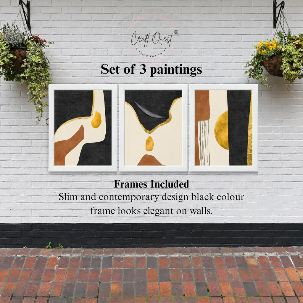 CRAFT QUEST Wall Art Decor Paintings | Set of 3 Abstract Wall Art Frames for Home Decoration | Ideal for Living Room, Bedroom & Office