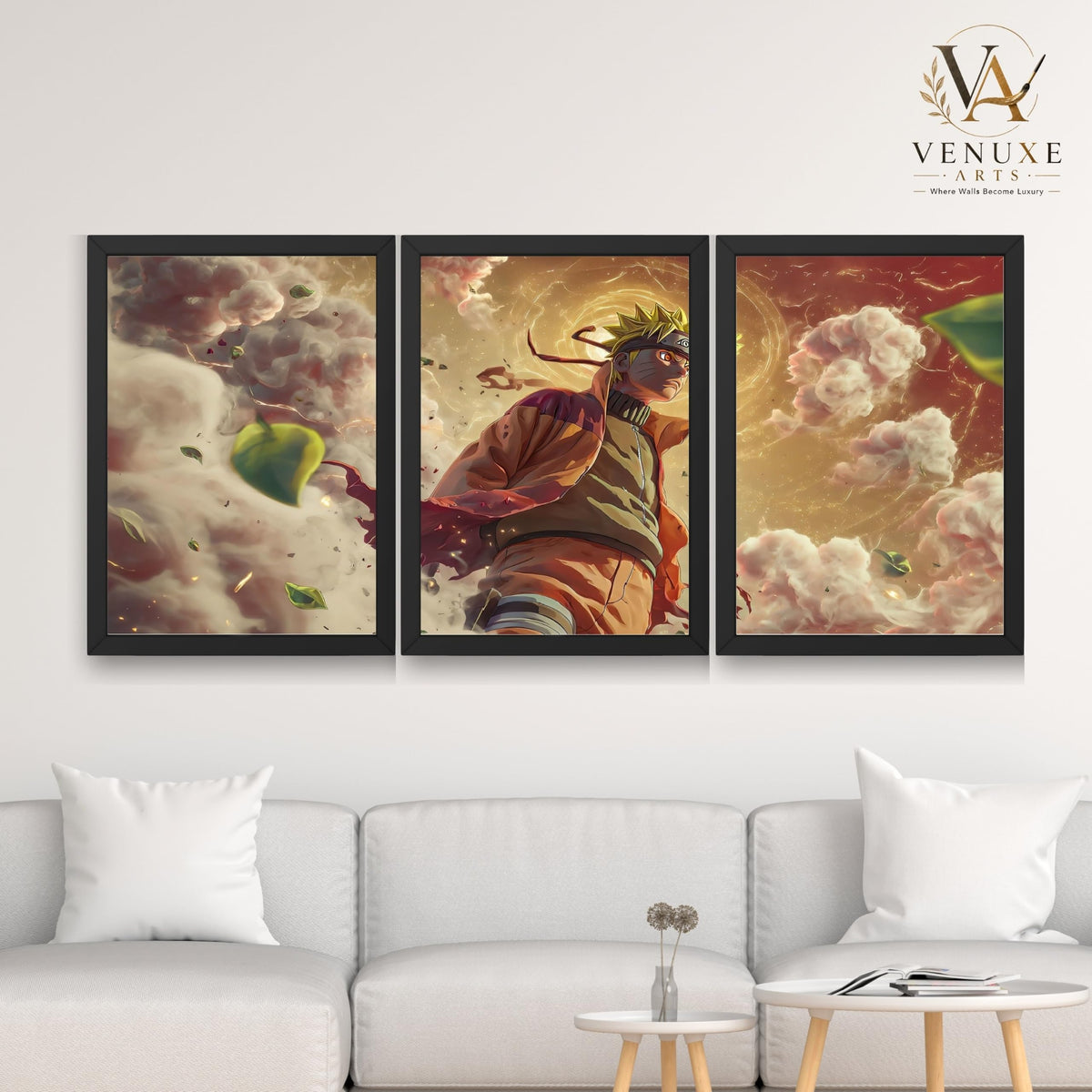 VENUXE ARTS Set Of 3 Anime Characters Wall Framed |Anime Characters Framed Poster for Living Room Bedroom Gaming Room Studio Wall Decor