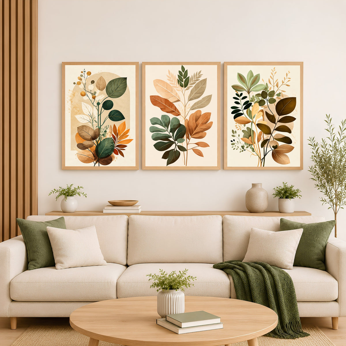 Botanical Wall Art Set of 3 with Wooden Frames | CRAFT QUEST
