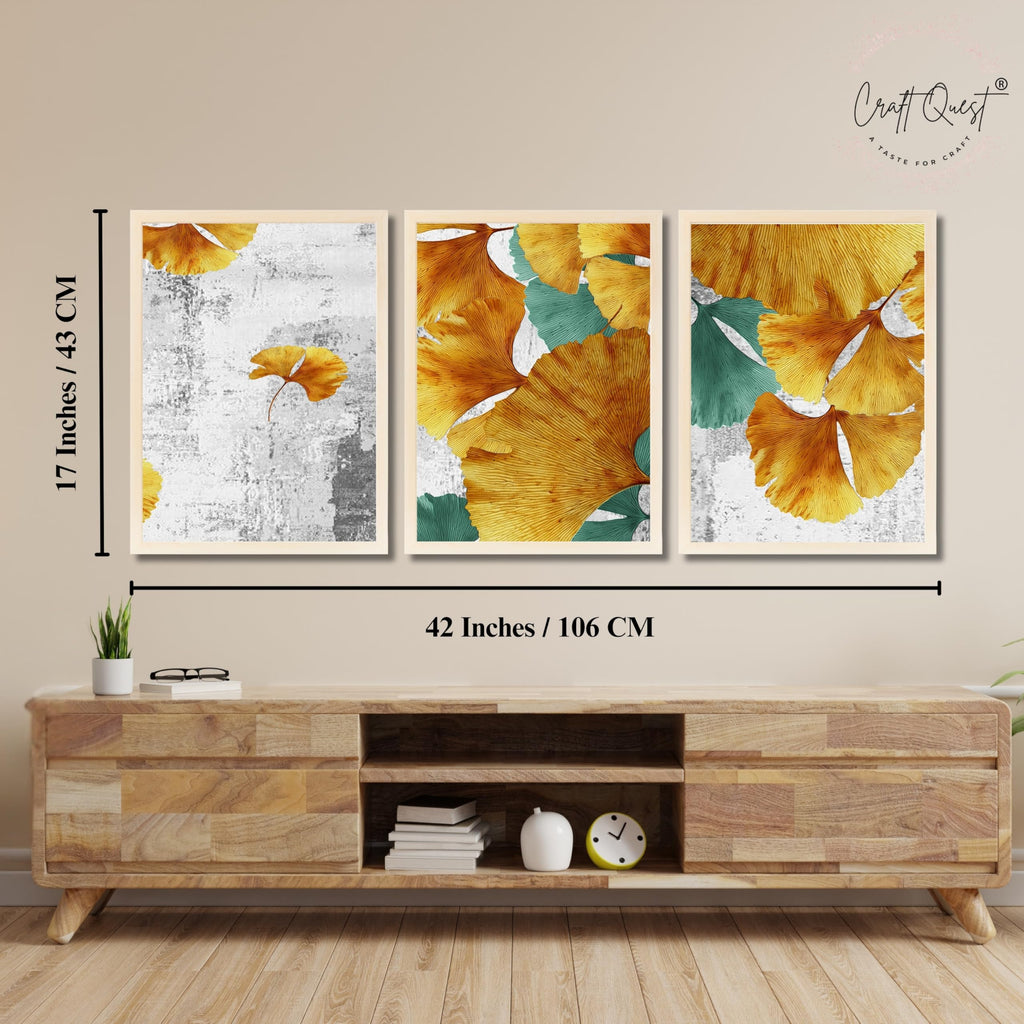 CRAFT QUEST Modern Art Rich Texture Abstract Wall Art | Set of 3 Frames for Home Decoration | Ideal for Living Room, Bedroom & Offices