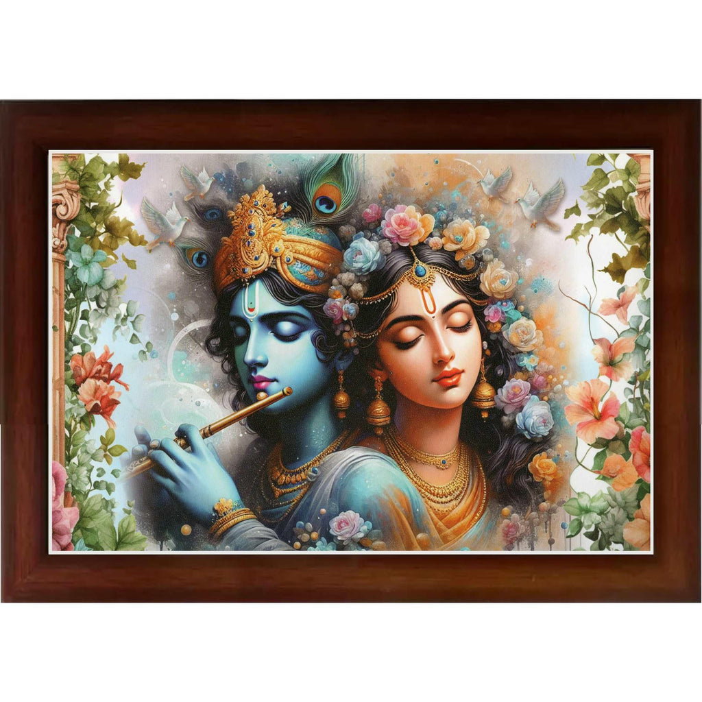 CRAFT QUEST Radha Krishna Art Photo Framed Painting for Home and Bedroom Wall Decoration of Size 14X10 Inches with Frame And Acrylic Glass RK212