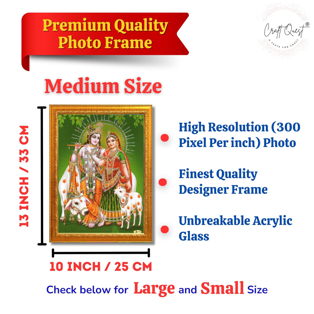 CRAFT QUEST Radha Krishna Flute Painting With Frame Wall Paintings for Living Room, Bedroom, Office Décor