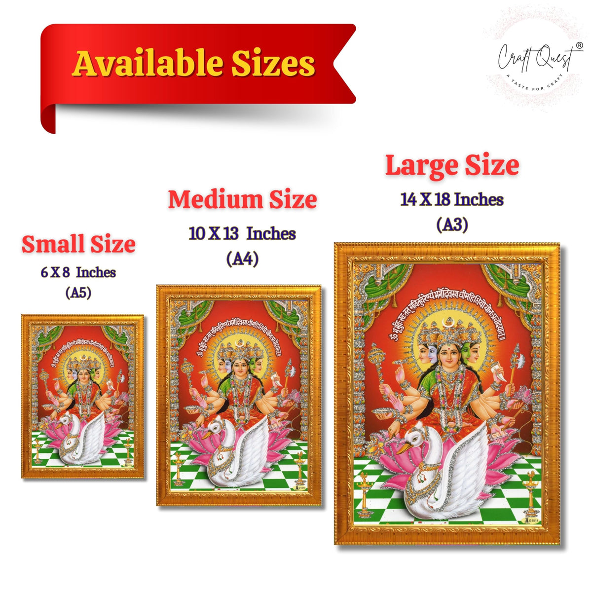 CRAFT QUEST Gayatri Mata Gaytri Gayatridevi Wall Painting Framed Home Decor