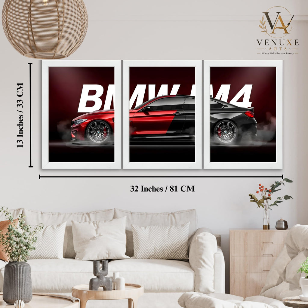 VENUXE ARTS Set Of 3 Big Sports Cars Framed Posters Gift Items for Boys Room Wall Decoration Bedroom Living Room Office Studio Décor | Car Poster Frame for Wall Décor