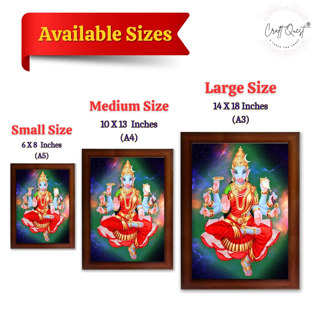 CRAFT QUEST Varahi Amman amma Photo Varahi Wall Painting Photo Frame With Acrylic Glass| South Devi Frame for Home, Office, Temple & Gifting