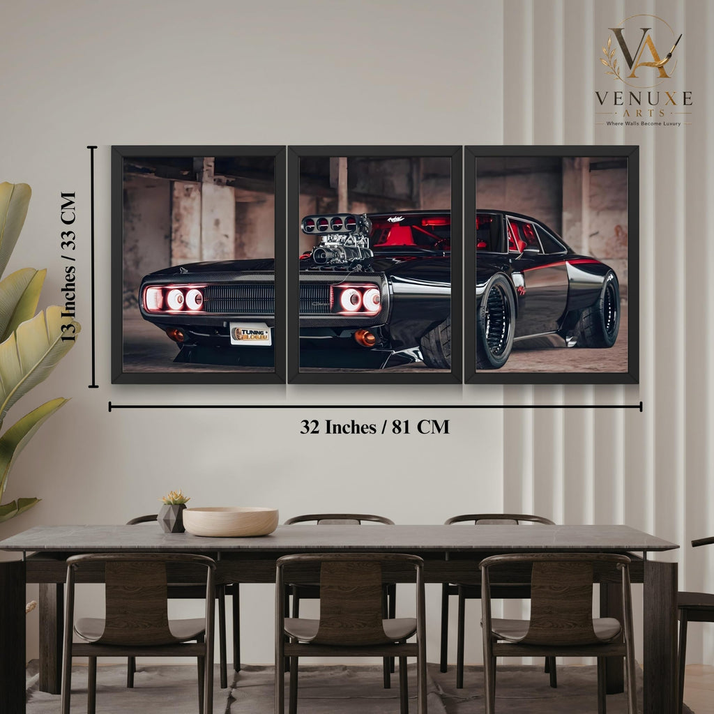 VENUXE ARTS Set Of 3 Big Sports Cars Framed Posters Gift Items for Boys Room Wall Decoration Bedroom Living Room Office Studio Décor | Car Poster Frame for Wall Décor