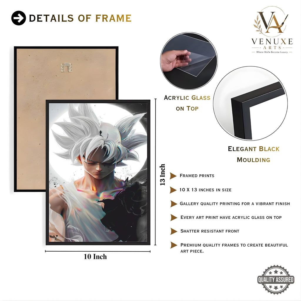 VENUXE ARTS Set Of 3 Anime Characters Wall Framed |Anime Characters Framed Poster for Living Room Bedroom Gaming Room Studio Wall Decor