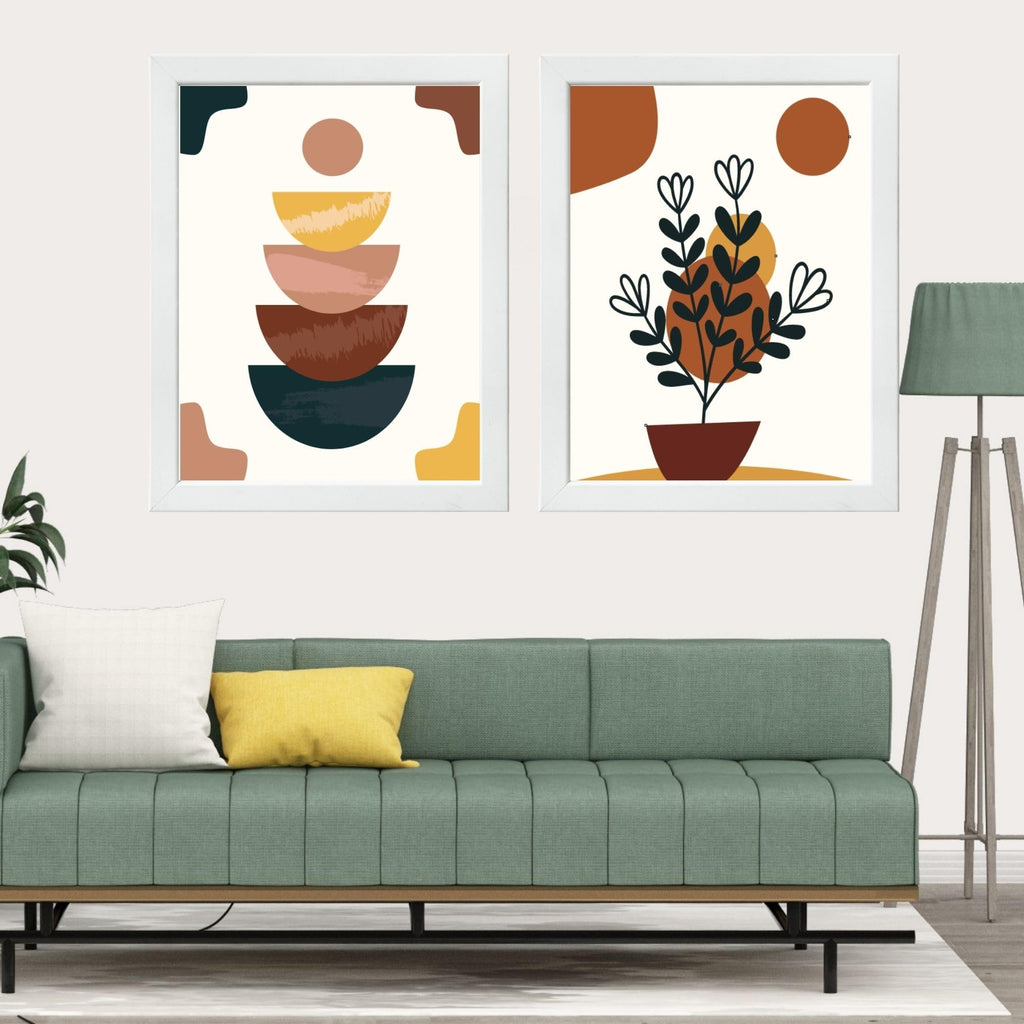 CRAFT QUEST Wall Art Decor Paintings | Set of 2 Wall Art Frames for Home Decoration | Ideal for Living Room, Bedroom & Office (Style 117)