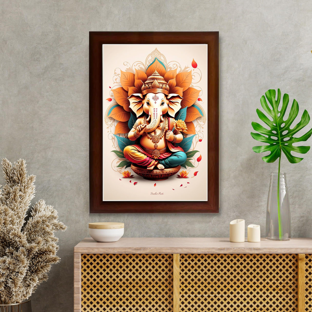 CRAFT QUEST Lord Ganpati Ganesha ji Wall Hanging Frame for Living Room, Bedroom, Office & Pooja Room Décor GA-213