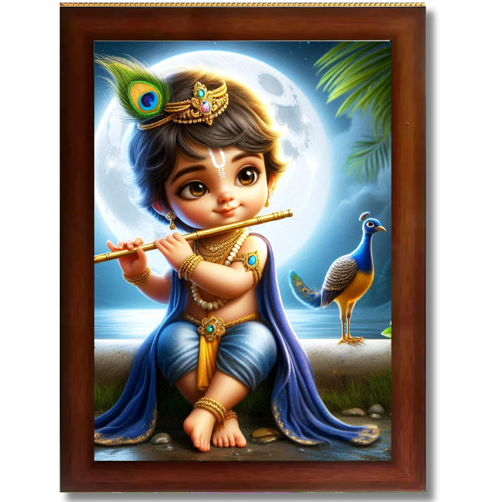 CRAFT QUEST Bal Gopal Painting | Mohan Murari Kanha Ji Poster | Walls Home Bedroom Living Room Decoration Gift.