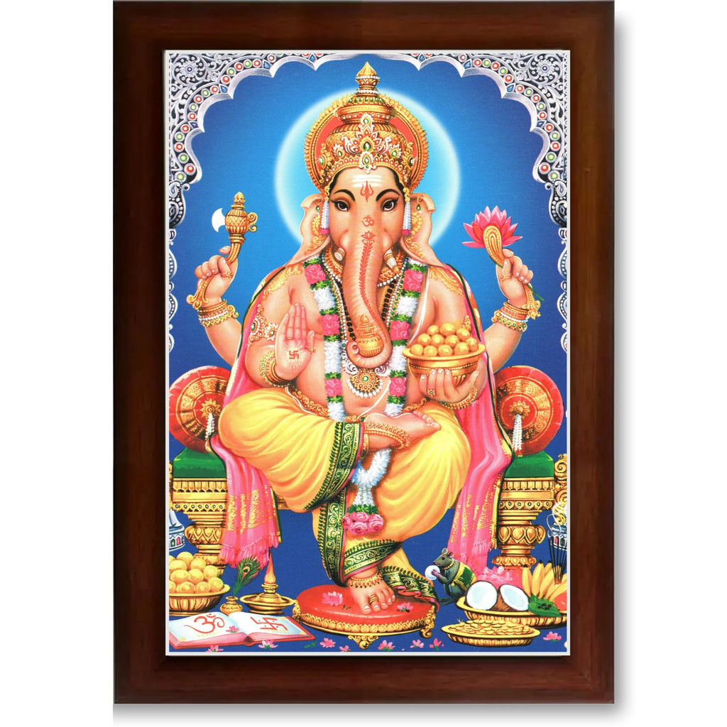 CRAFT QUEST Lord Ganpati Wall Hanging Frame for Living Room, Bedroom, Office & Pooja Room Décor GA-211