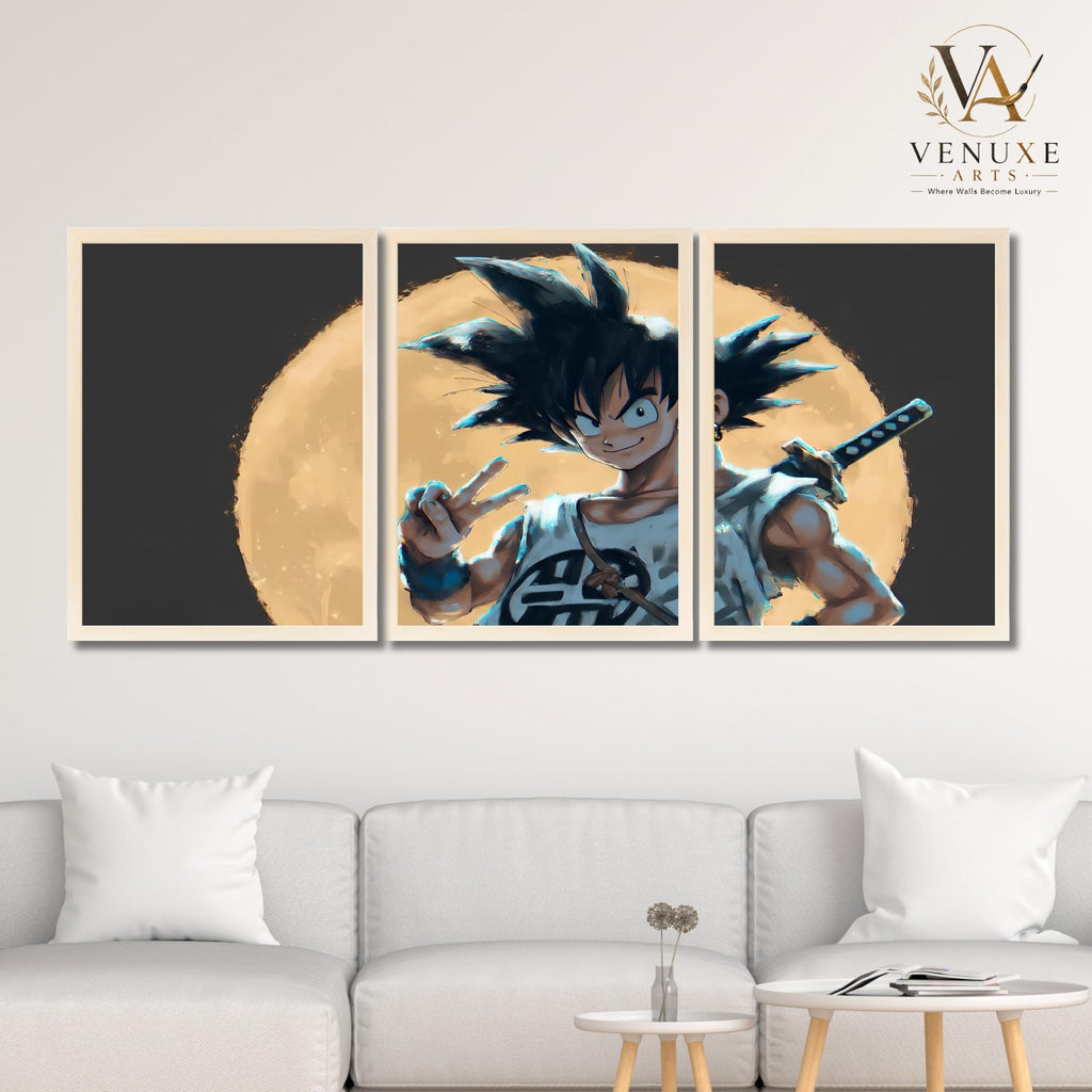 VENUXE ARTS Set Of 3 Anime Characters Wall Framed |Anime Characters Framed Poster for Living Room Bedroom Gaming Room Studio Wall Decor