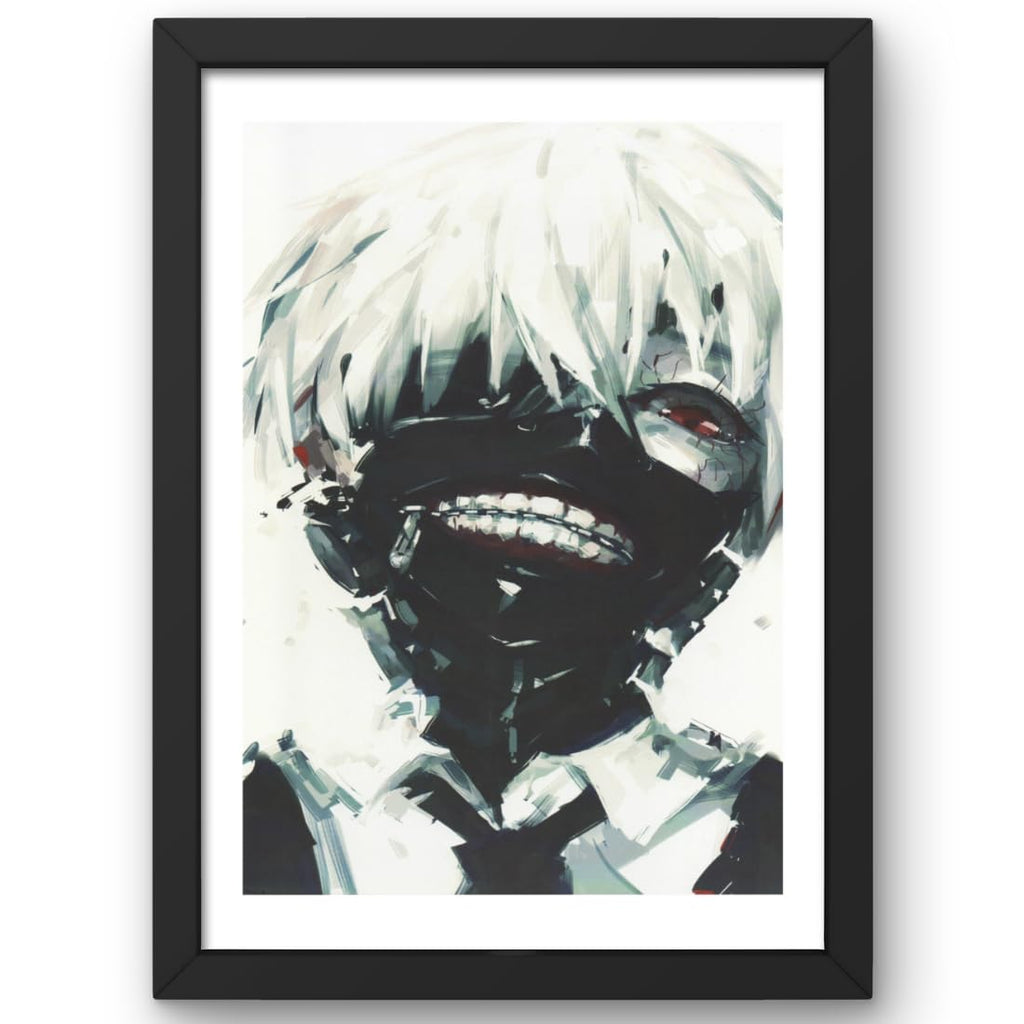 CRAFT QUEST Tokyo Ghoul manga Poster Anime Laminated Posters Framed Painting with Matt Black Frame (14 Inches x 10 Inches)