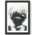 CRAFT QUEST Tokyo Ghoul manga Poster Anime Laminated Posters Framed Painting with Matt Black Frame (14 Inches x 10 Inches)