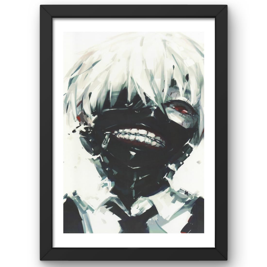 CRAFT QUEST Tokyo Ghoul manga Poster Anime Laminated Posters Framed Painting with Matt Black Frame (14 Inches x 10 Inches)