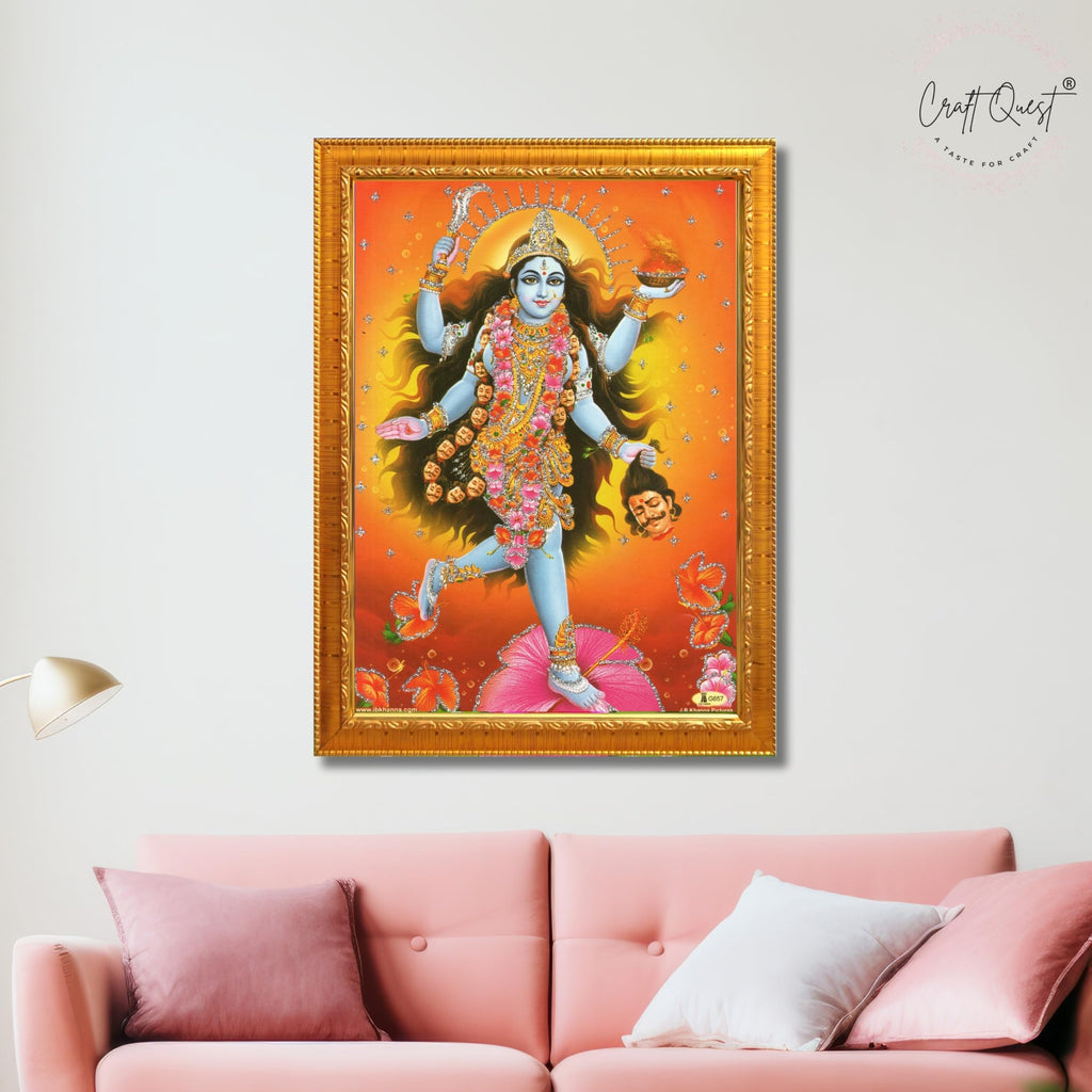 CRAFT QUEST Maha Kali Maa Kalika Mata Mahakali Shiv Shiva Wall Painting Framed Home Decor