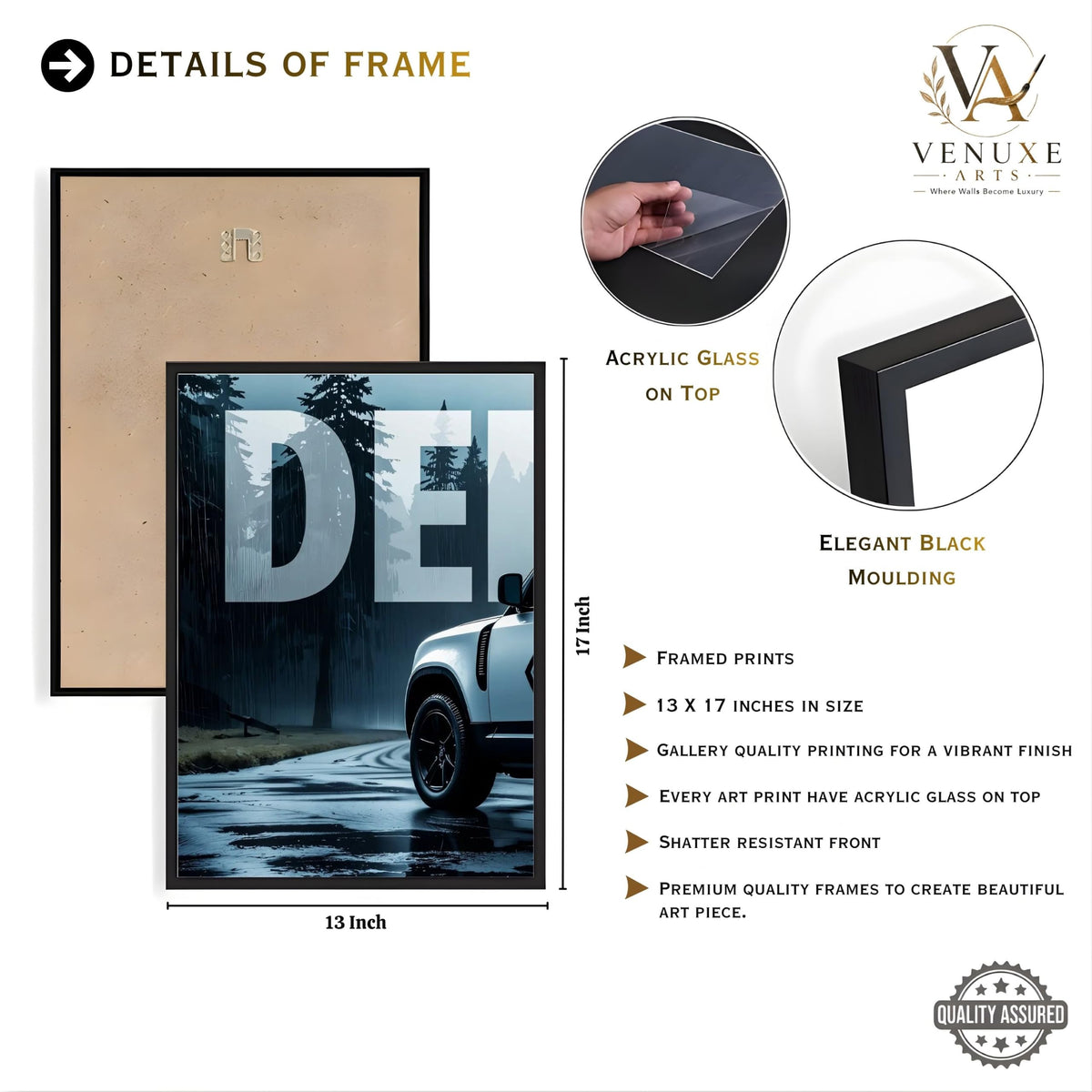VENUXE ARTS Set Of 3 Big Sports Cars Framed Posters Gift Items for Boys Room Wall Decoration Bedroom Living Room Office Studio Décor | Car Poster Frame for Wall Décor