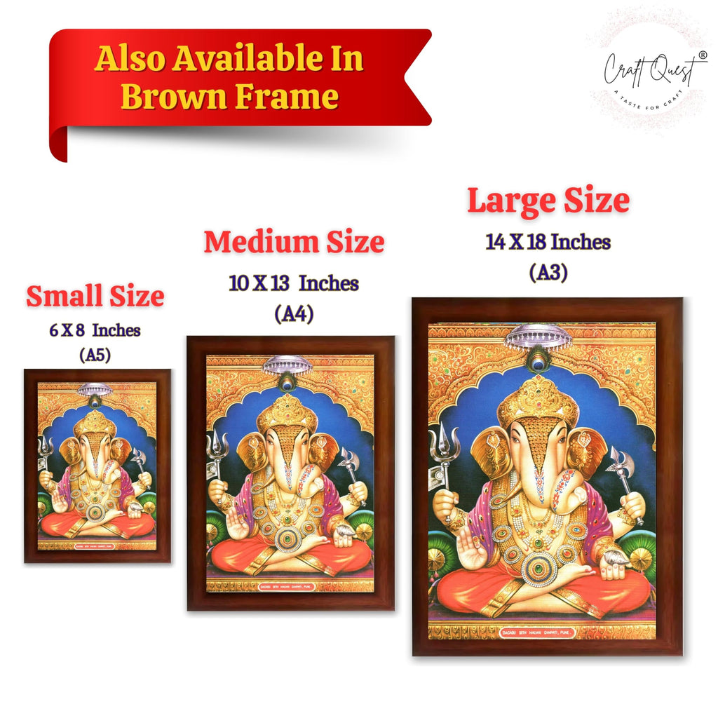 CRAFT QUEST Lord Ganesh ji Modern Wall Painting With Frame For Home pooja, and Office Decor,