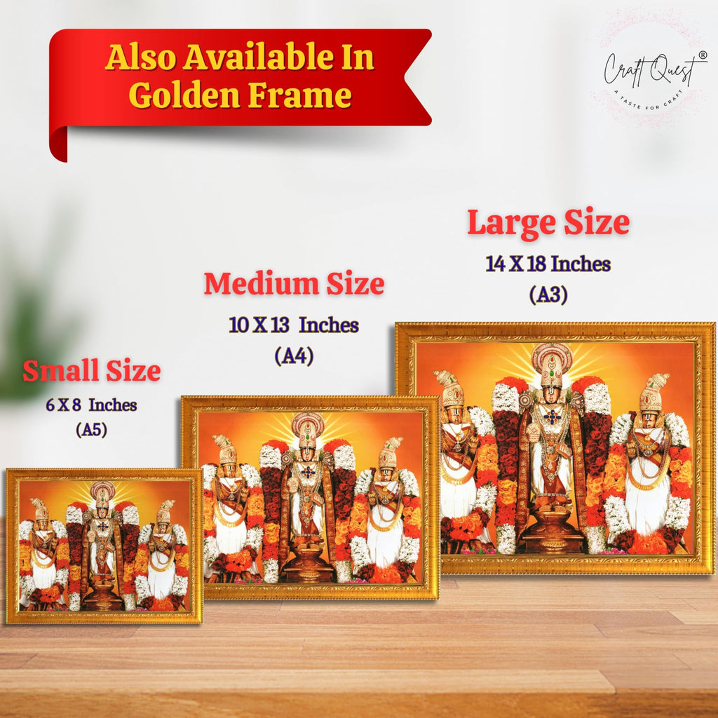 CRAFT QUEST Balaji Lakshmi Padmavati Venkateshwara Swamy Wall Photo Frame For Home, Temple, Pooja, Wall Décor Item