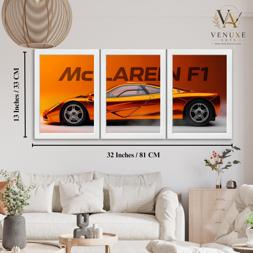 VENUXE ARTS Set Of 3 Big Sports Cars Framed Posters Gift Items for Boys Room Wall Decoration Bedroom, Living Room, Office, Studio Décor | Car Poster Frame for Wall Décor