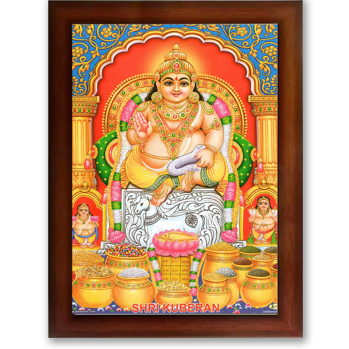 CRAFT QUEST Lord Kubera Swamy Bhagwan Kuber Kubera Wall Painting Framed, Religious Photo Frame, Home Decoration Item