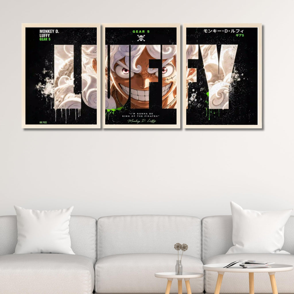 VENUXE ARTS Set Of 3 Anime Characters Wall Framed |Anime Characters Framed Poster for Living Room Bedroom Gaming Room Studio Wall Decor
