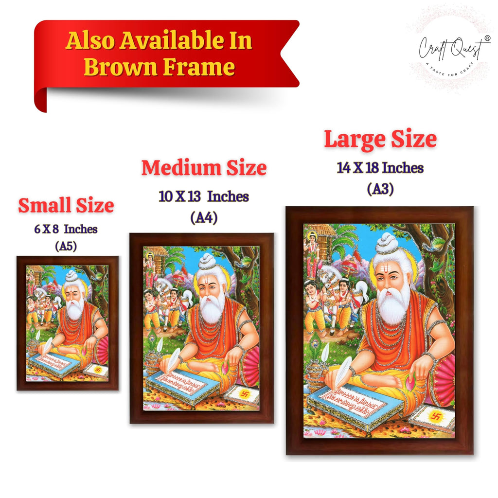 CRAFT QUEST Maharishi Valmiki Photo frame | Acrylic, Lightweight | Hindu God Spiritual Framed | Ideal for Home, Office, Temple & Puja Room, Wall Decor