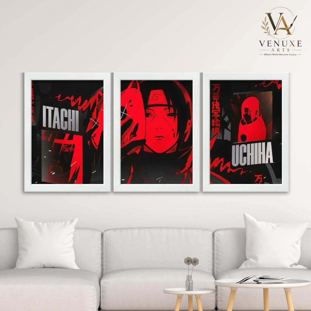 VENUXE ARTS Set Of 3 Anime Characters Wall Framed |Anime Characters Framed Poster for Living Room Bedroom Gaming Room Studio Wall Decor