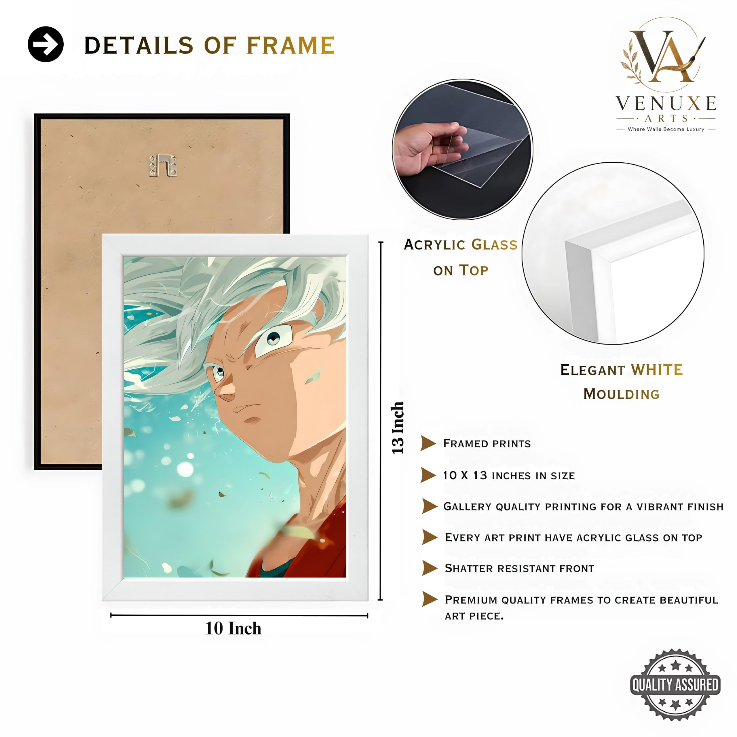 VENUXE ARTS Set Of 3 Anime Characters Wall Framed |Anime Characters Framed Poster for Living Room Bedroom Gaming Room Studio Wall Decor