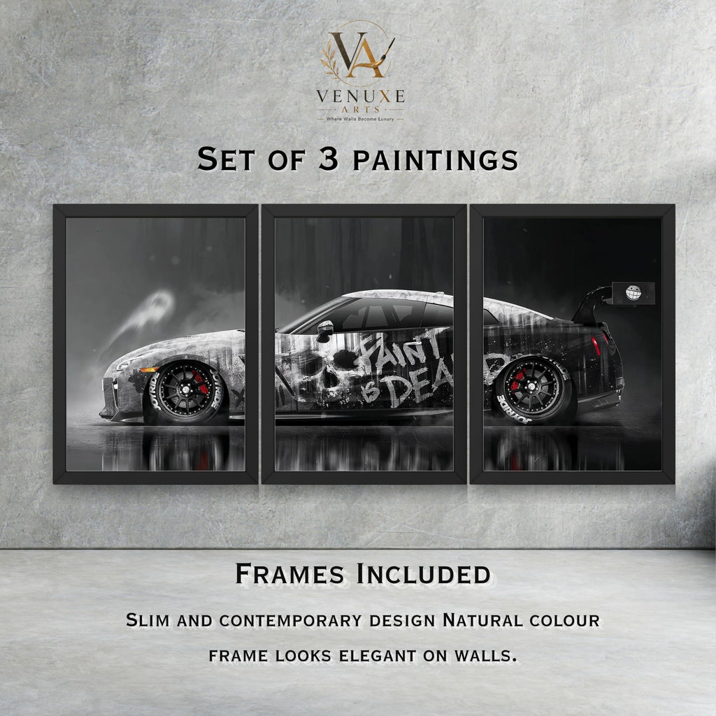 VENUXE ARTS Set Of 3 Big Sports Cars Framed Posters Gift Items for Boys Room Wall Decoration Bedroom Living Room Office Studio Décor | Car Poster Frame for Wall Décor